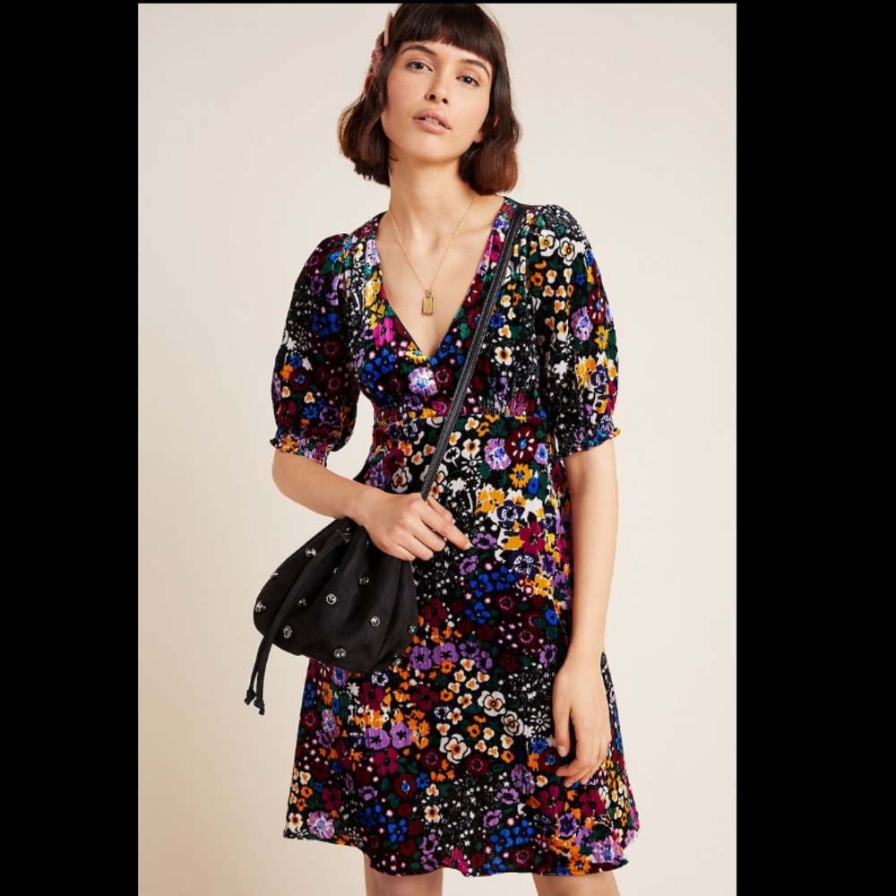 NWT Anthropologie Francie floral velvet dress